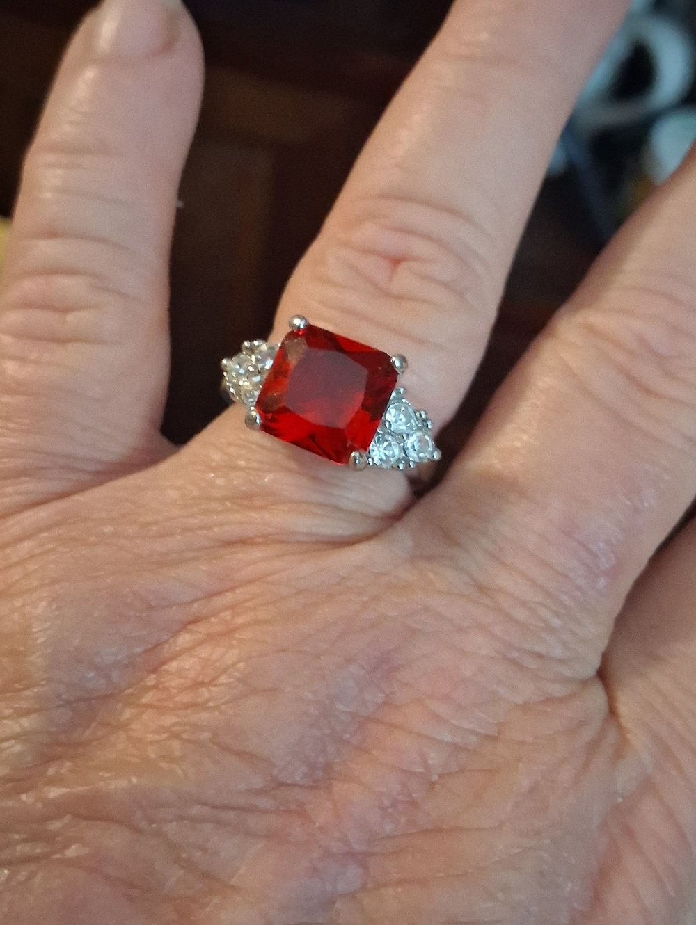 2+ Carat CZ Cocktail Ring In Nickel Free Sterling Plated Size 7
